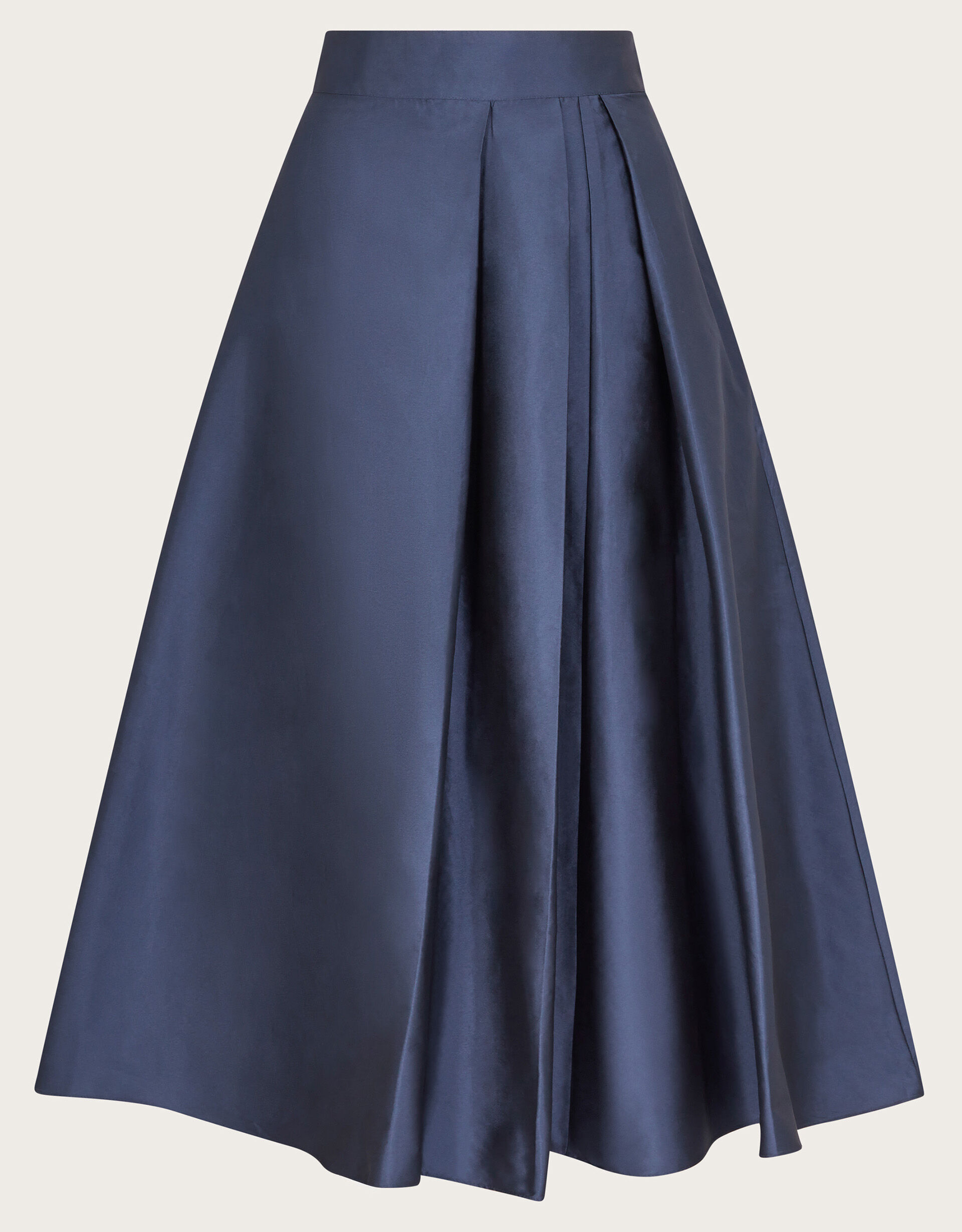 Tanya Taffeta Pleated Midi Skirt Blue