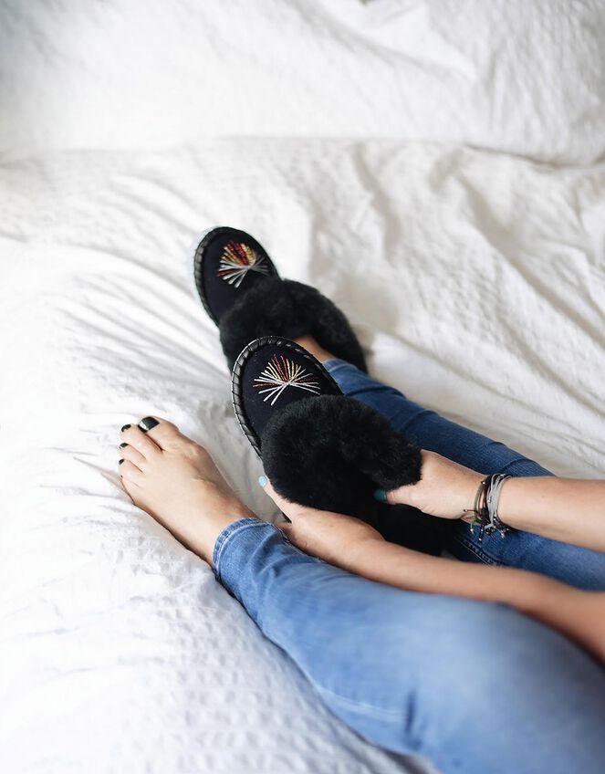 Onaie Sheepskin Slippers, Blue (NAVY), large
