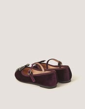 Gemstone Flower Mary Jane Ballet Flats, Purple (PURPLE), large