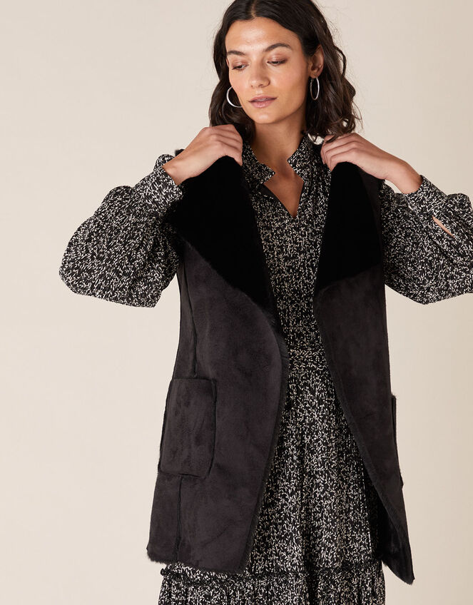 Suki Suedette Waistcoat, Black (BLACK), large