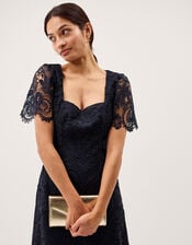 Harper Square Neck Lace Midi Dress, Blue (NAVY), large