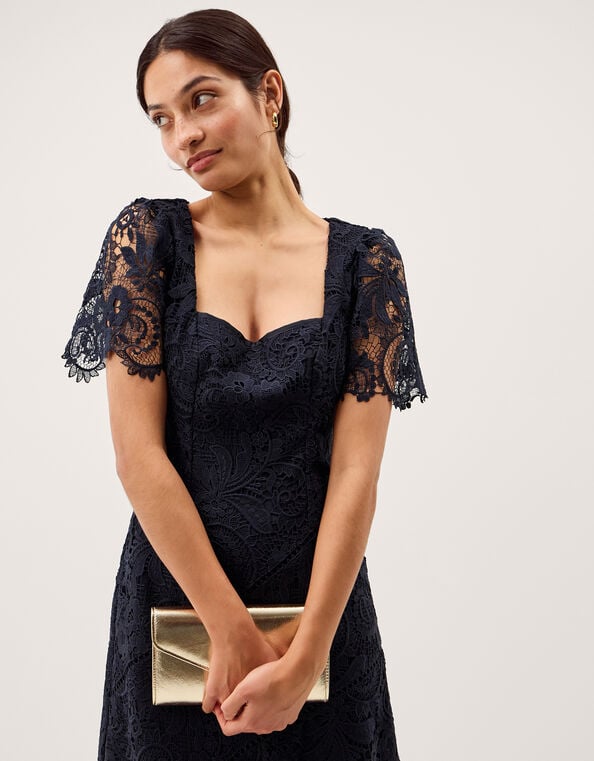 Harper Square Neck Lace Midi Dress, Blue (NAVY), large