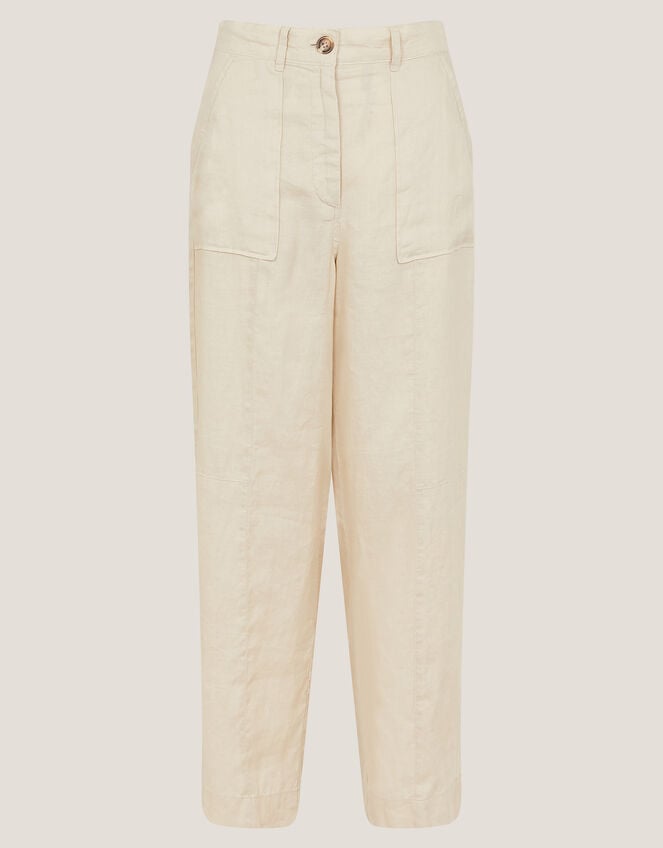 Jolie Short Linen Wide Leg Trousers, Natural (NATURAL), large