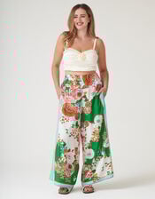 One Hundred Stars Kitsch Bouquet Wide Leg Trousers, Green (GREEN), large