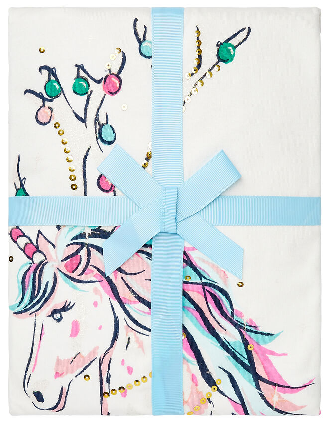 XMAS Sequin Unicorn Jersey Pyjama Set, Green (GREEN), large