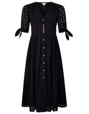 Dolly Schiffli Midi Dress, Black (BLACK), large