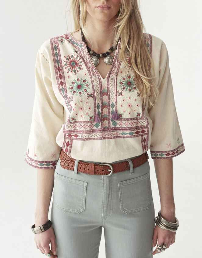 Maison Hotel Nimirta Embroidered Blouse, Multi (MULTI), large