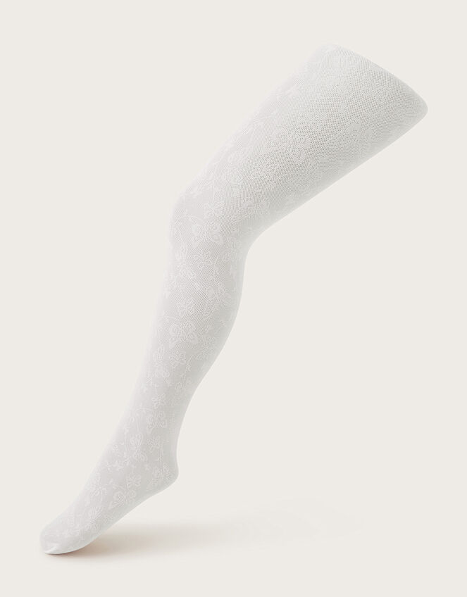 Butterfly Lace Tights, White (WHITE), large