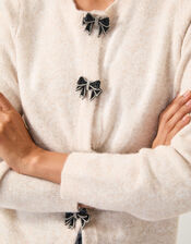 Bee Embellished Bow Cardigan, Ivory (IVORY), large