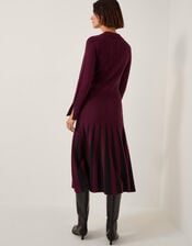 Prue Knit Pleated Shirt Dress, Red (BERRY), large