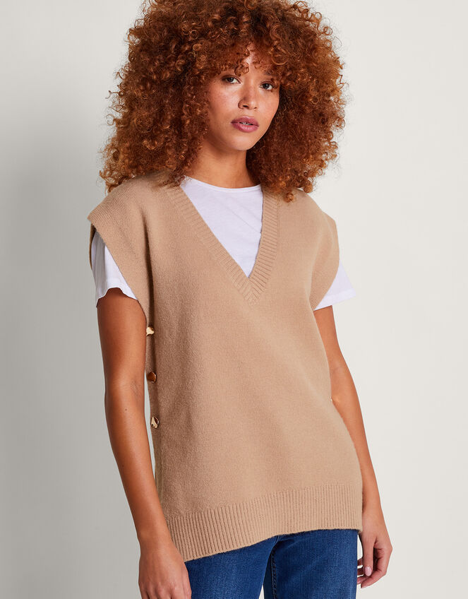 Billie Button Side Tabard, Camel (CAMEL), large