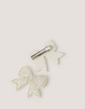 2-Pack Bead Bow Hair Clips, , large