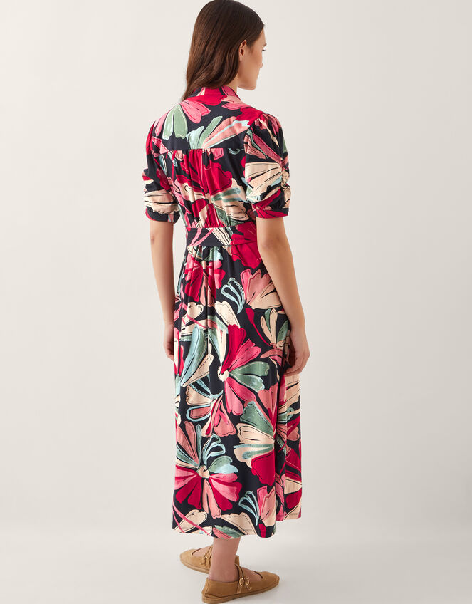 Jemima Floral Midi Shirt Dress, Red (RED), large