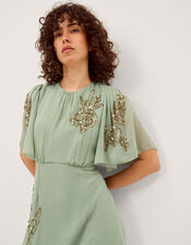 Skyler Floral Embellished Maxi Dress, Green (SAGE), large