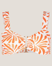 Cece Block Print Bikini Top, Orange (ORANGE), large
