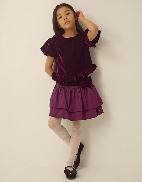 Solana Velvet Taffeta Top & Skirt Set, Purple (PURPLE), large