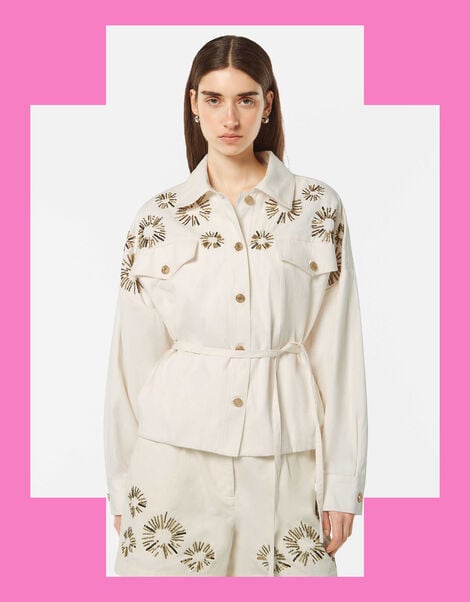 Scotch & Soda Embellished Belted Shacket, Ivory (IVORY), large