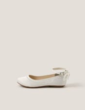 Sara Pearly Bow Ballet Flats, Ivory (IVORY), large