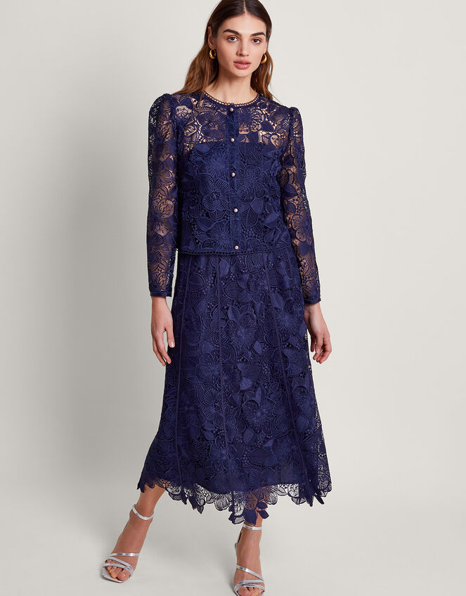 Abelia Lace Jacket, Blue (NAVY), large