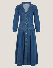Tasmin Button Denim Midi Dress, Blue (DENIM BLUE), large