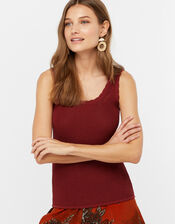Shona Scallop Trim Vest, Orange (RUST), large