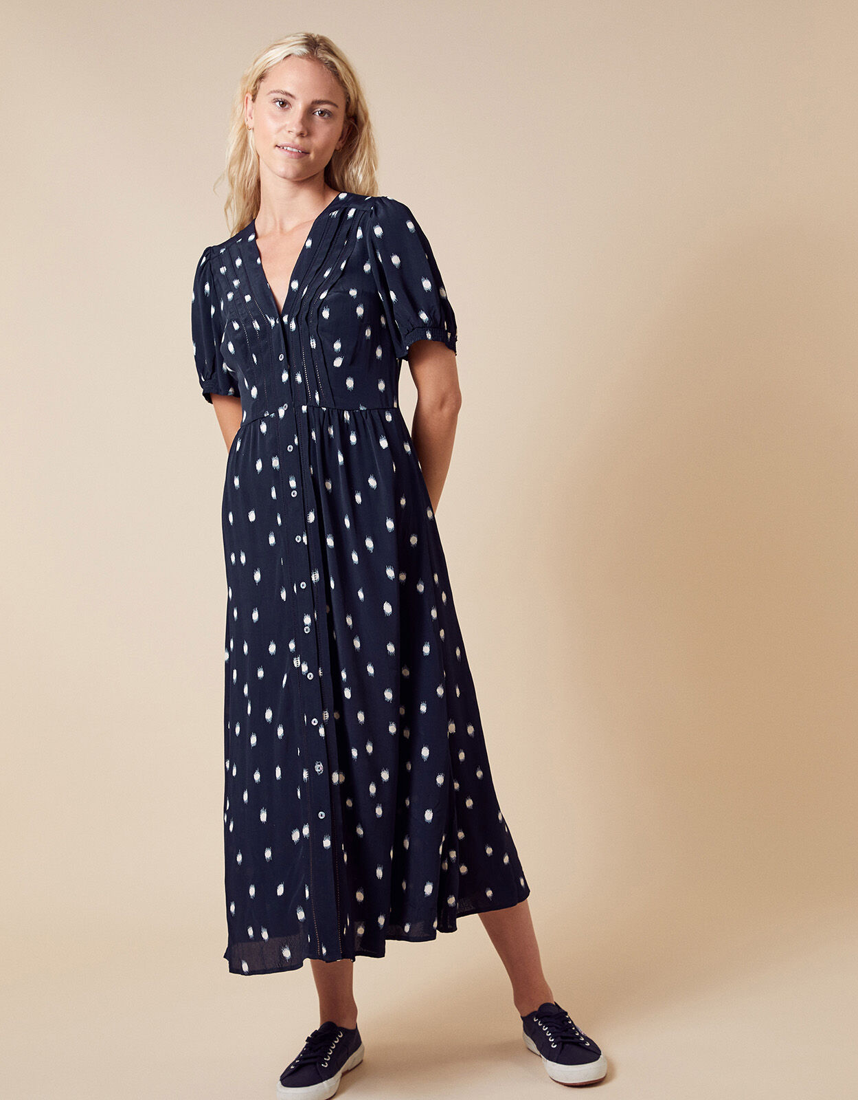 monsoon blue spot dress