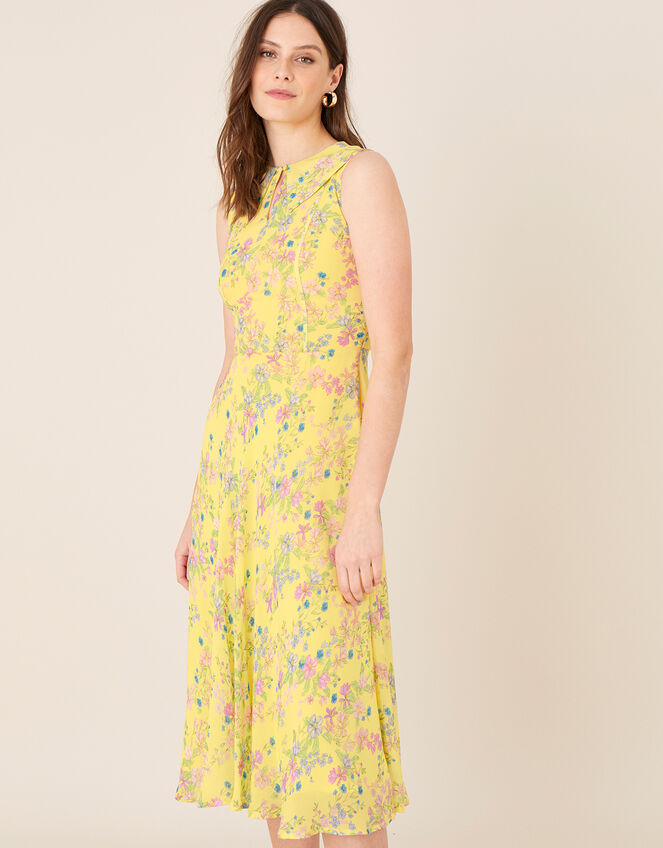 Sylvie Printed Midi Dress, Yellow (YELLOW), large