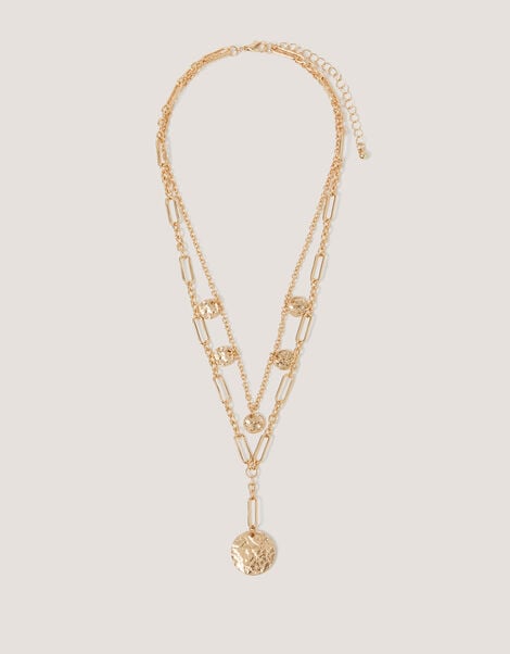 Coin Pendant Layered Necklace, , large