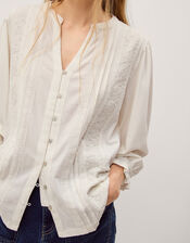 Leila Lace Jersey Top, Ivory (IVORY), large