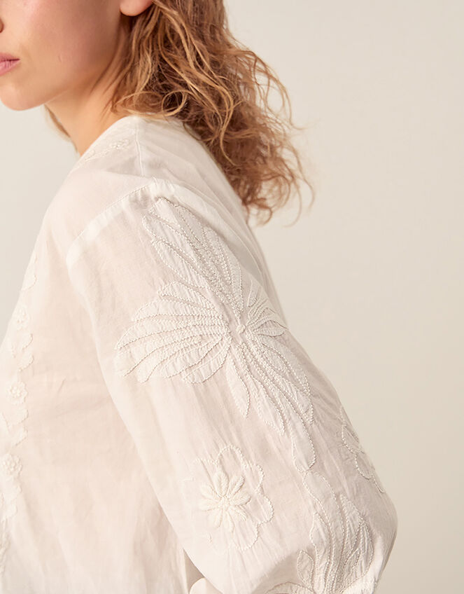 East Donnie Hand-Embroidered Blouse, Ivory (IVORY), large