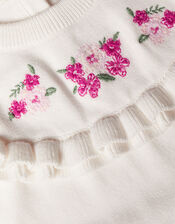 Newborn Embroidered Floral Knit All-in-One, Ivory (IVORY), large