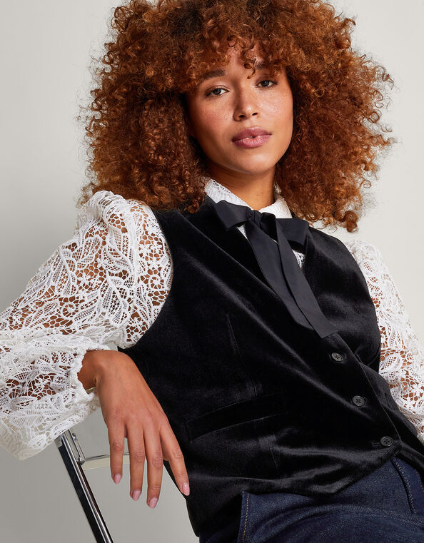 Willow Velvet Waistcoat, Black (BLACK), large
