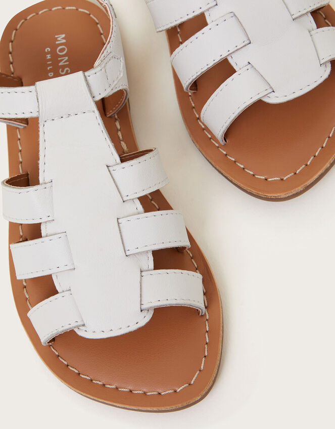 Leather Gladiator Sandals, Ivory (IVORY), large