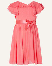Daffodil Chiffon Dress, Orange (CORAL), large