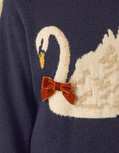Sian Swan Crew Neck Jumper, Blue (NAVY), large