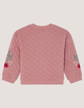 Embellished Unicorn Quilted Bomber Jacket, Pink (PINK), large