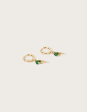 Feather Charm Huggie Hoops, , large