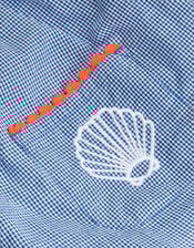 Embroidered Gingham Top & Shorts Set, Blue (BLUE), large