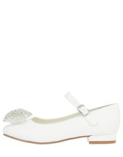Crystal Bead Pom-Pom Mini Heels, Ivory (IVORY), large