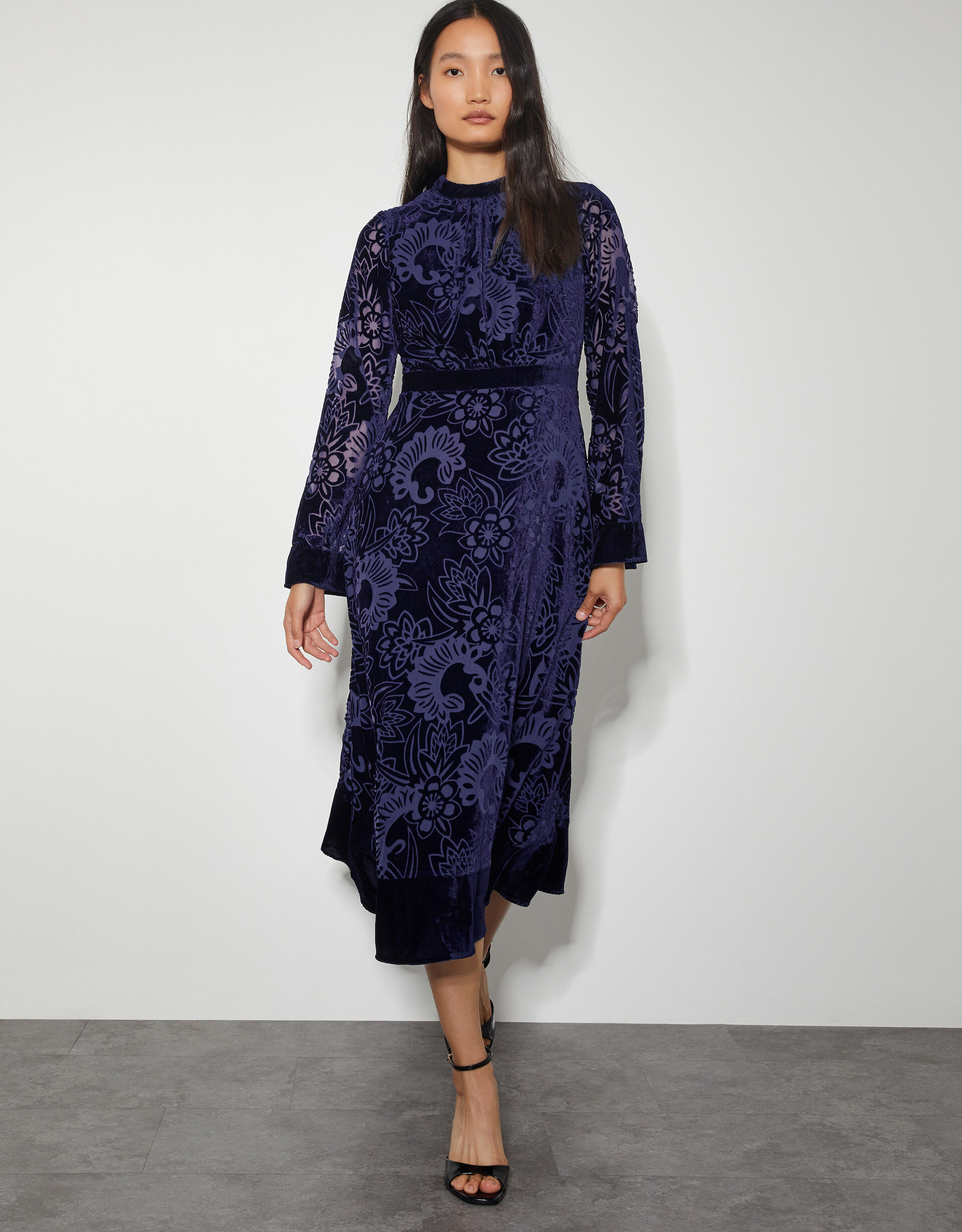 Blue velvet floral dress shop