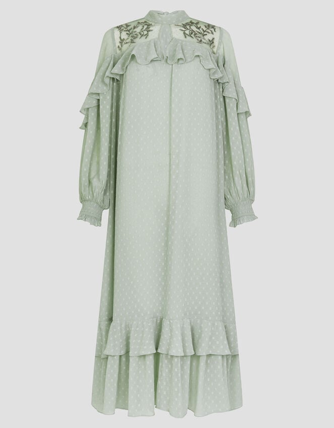 Debbie Polka Dot Ruffle Maxi Dress, Green (SAGE), large