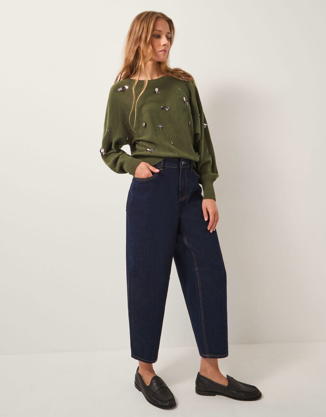 Sable Sequin Embellished Jumper, Green (KHAKI), large