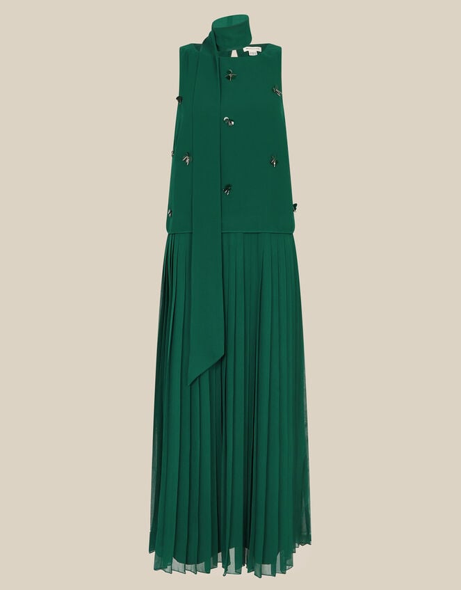 Eva Embellished Maxi Dress & Scarf, Green (DARK GREEN), large
