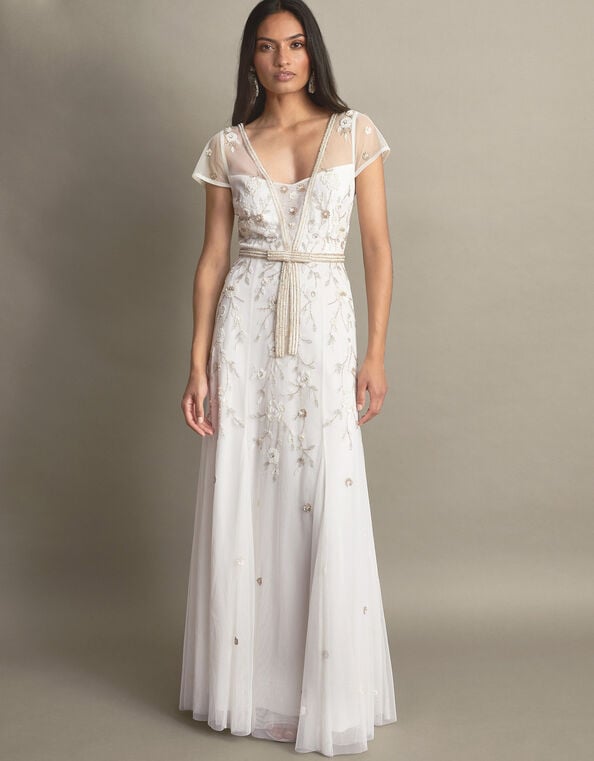 Michelle Embroidered Maxi Dress, Ivory (IVORY), large