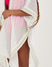 Foil Print Embroidered Cover-Up, , large