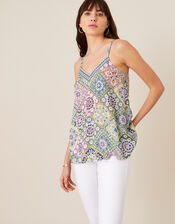 Printed Cami Top in LENZING™ ECOVERO™, Green (GREEN), large