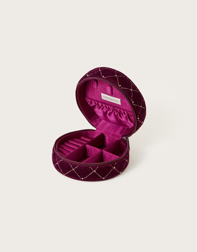 Velvet Quilted Jewellery Box, , large