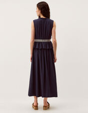 Cece V-Neck Stripe Bow Midi Dress, Blue (NAVY), large