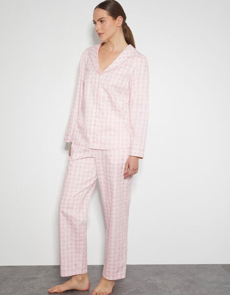 Clementine Gingham Pyjama Set, Pink (PINK), large