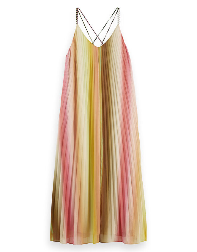 Scotch and Soda Pleated Tank Top Maxi Dress Shorter Length, Multi (MULTI), large